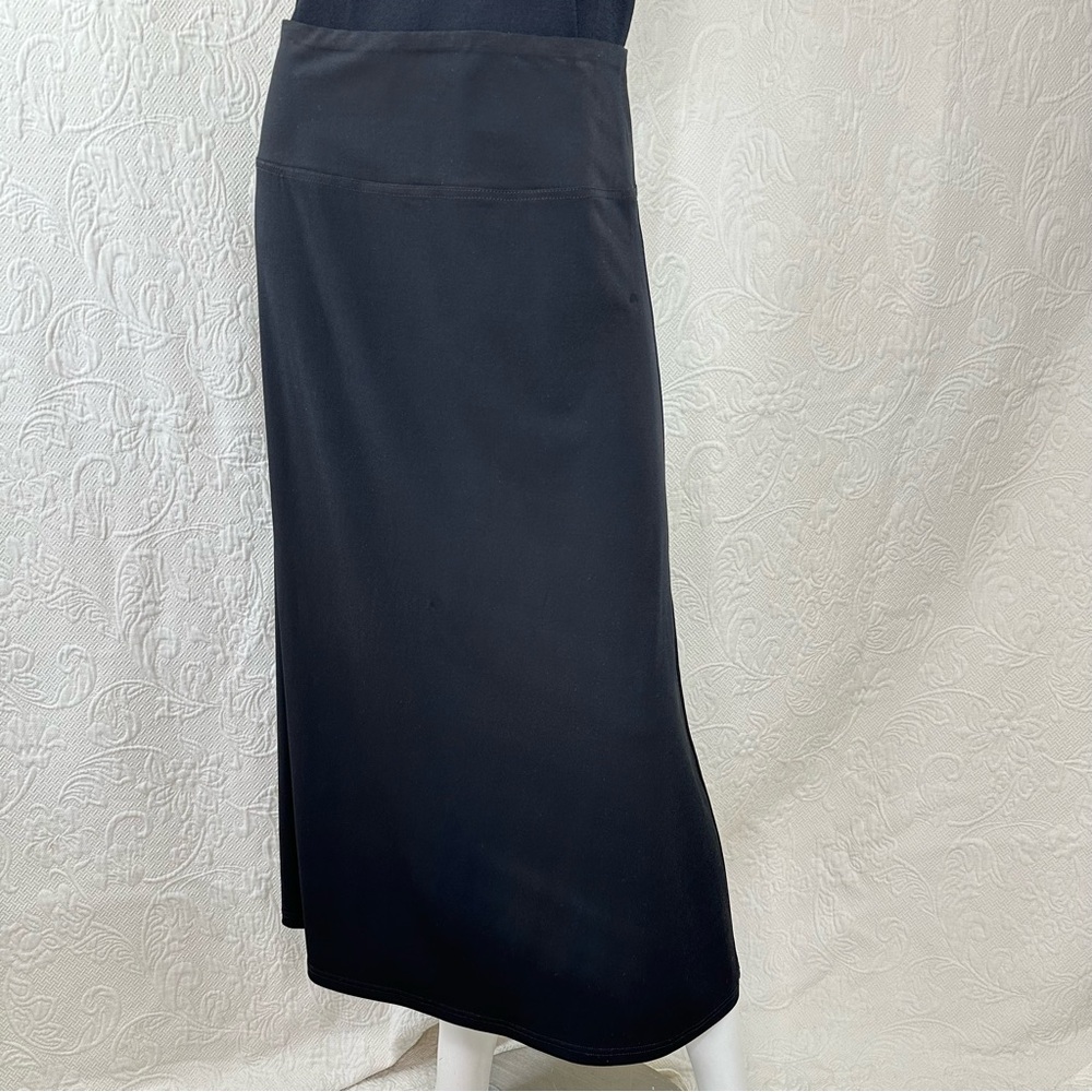 Simon Chang S Stretchy Black Slight A-Line Midi Skirt NWT
